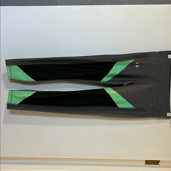 Under Armour Gray and Green Athletic Leggings - Picture 1 of 6